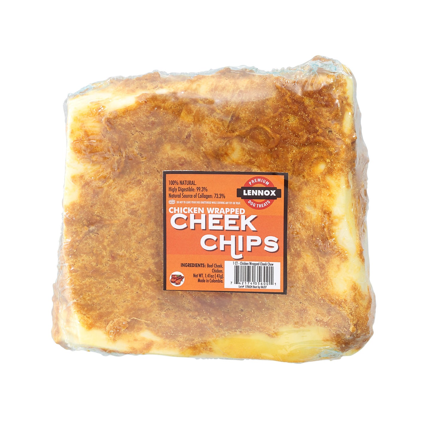 Lennox Dog Treat Chicken Wrapped Cheek Chip 4x4in