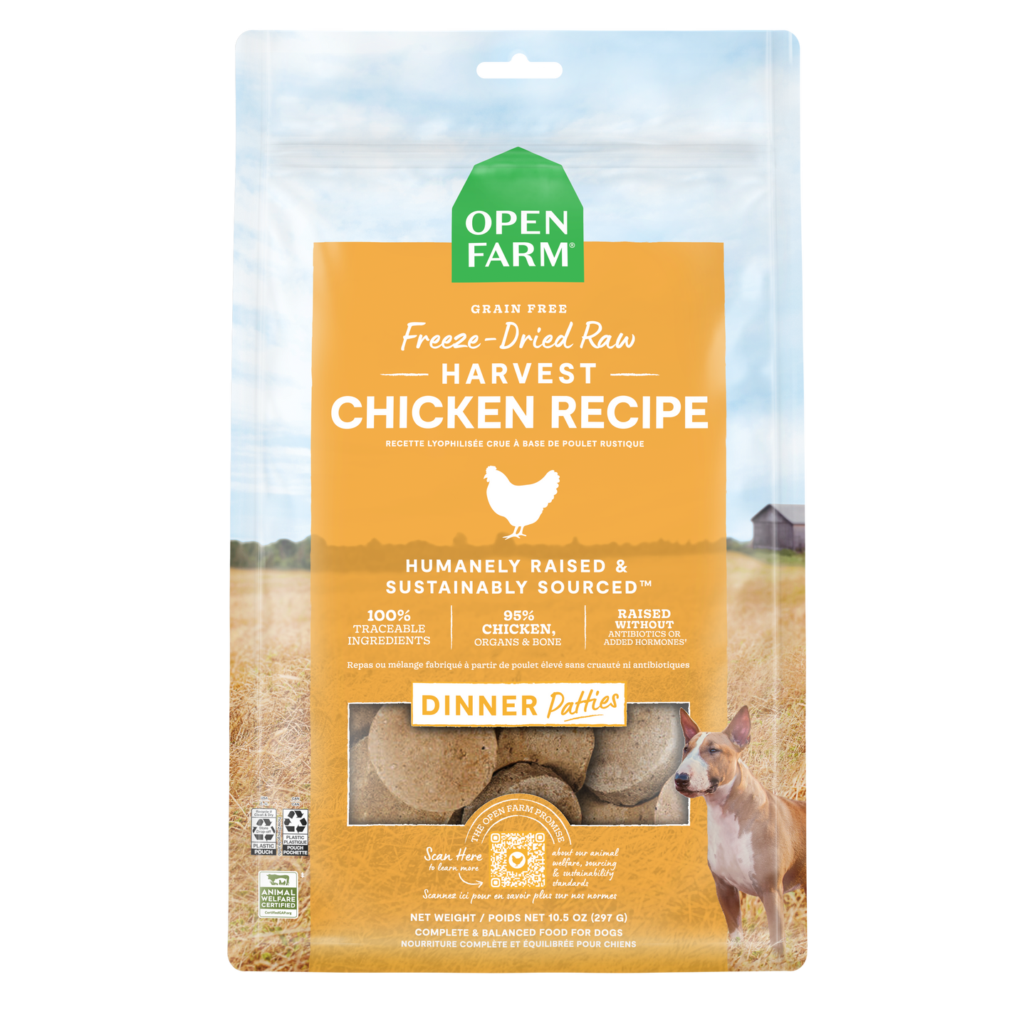 Open Farm Harvest Chicken Freeze Dried Raw Patties For Dogs 10.5oz Bag