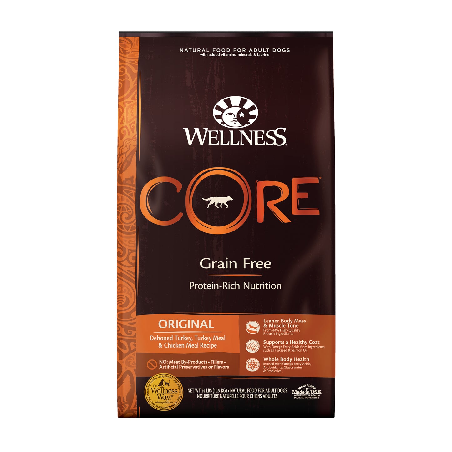 Wellness CORE Natural Grain Free Dry Dog Food Original Turkey & Chicken 24lb Bag