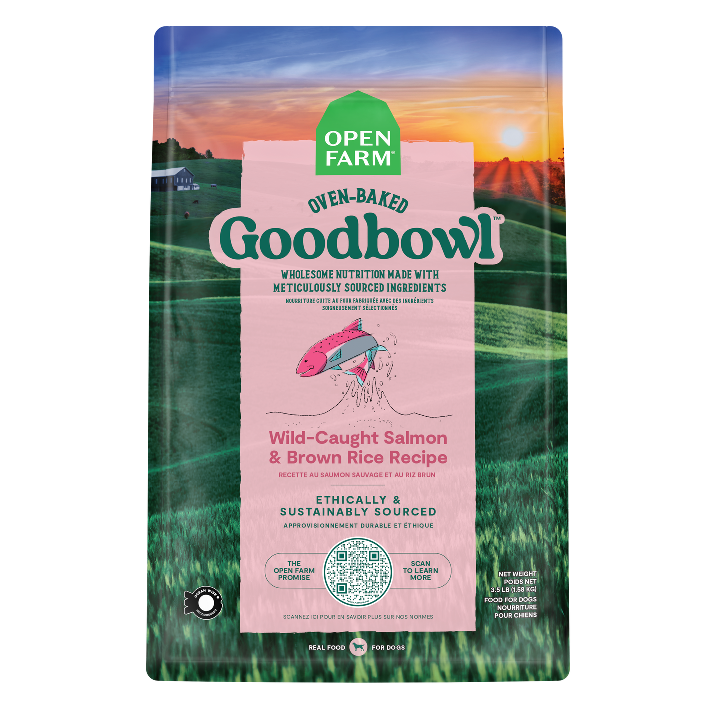 Open Farm Goodbowl Wild-Caught Salmon & Brown Rice Recipe For Dogs 22lb Bag