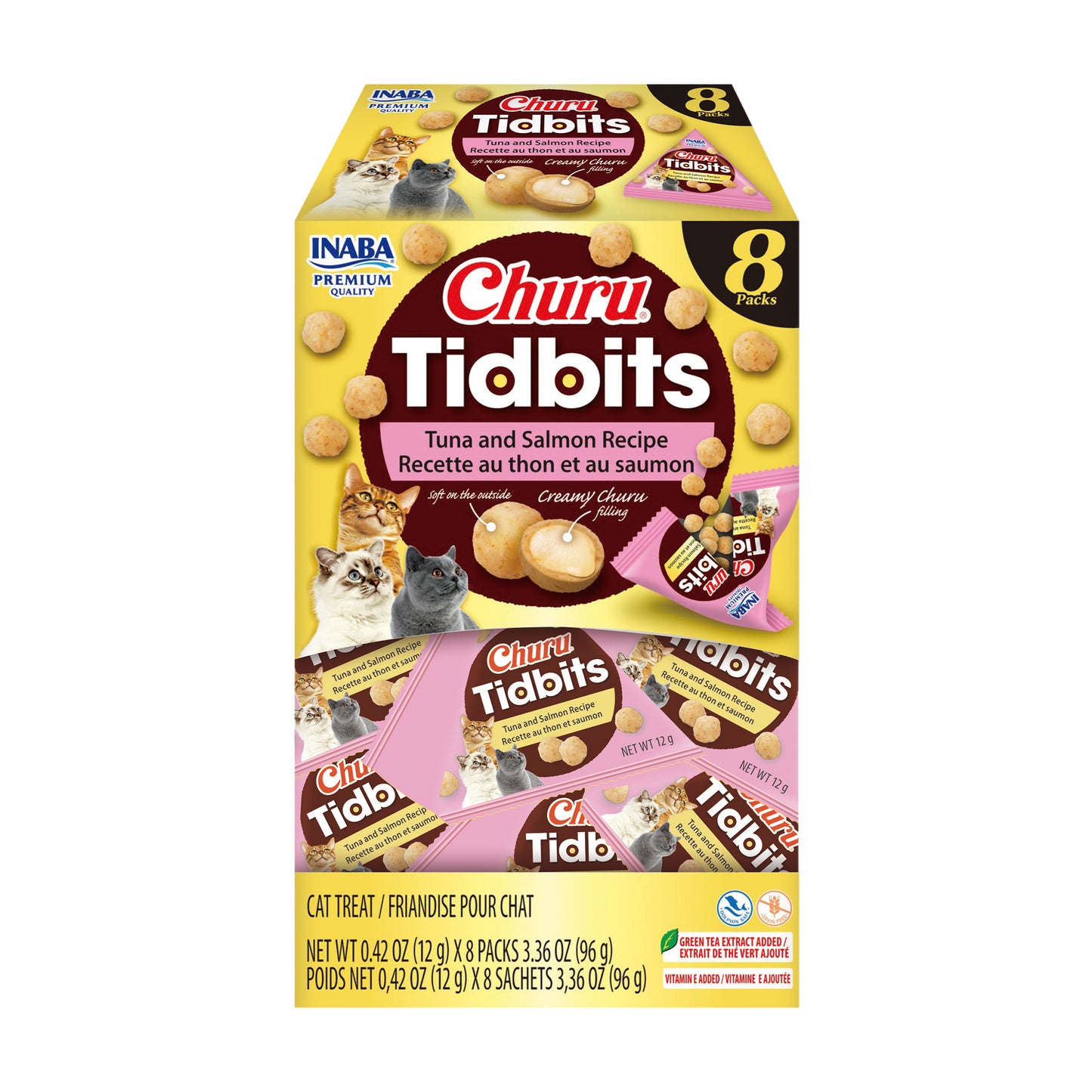 INABA Churu Tidbits for Cats 3.36oz 8pk Tuna & Salmon Recipe