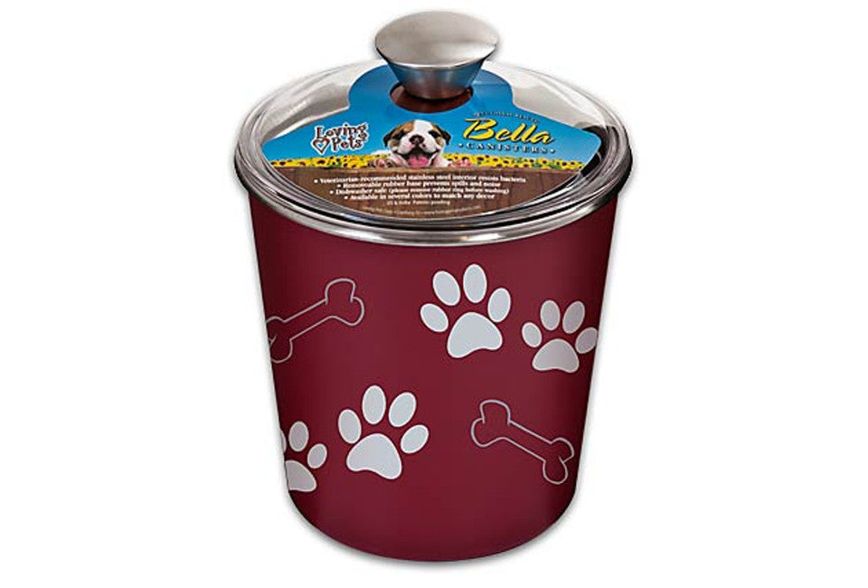 Loving Pets Bella Bowl Dog Treat Canister Merlot