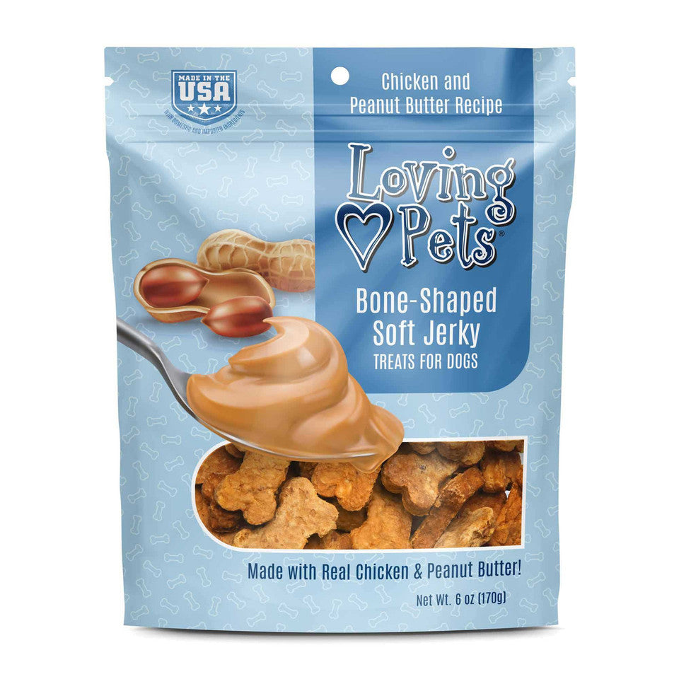 Loving Pets Soft Jerky Dog Treats 6oz Peanut Butter Bones