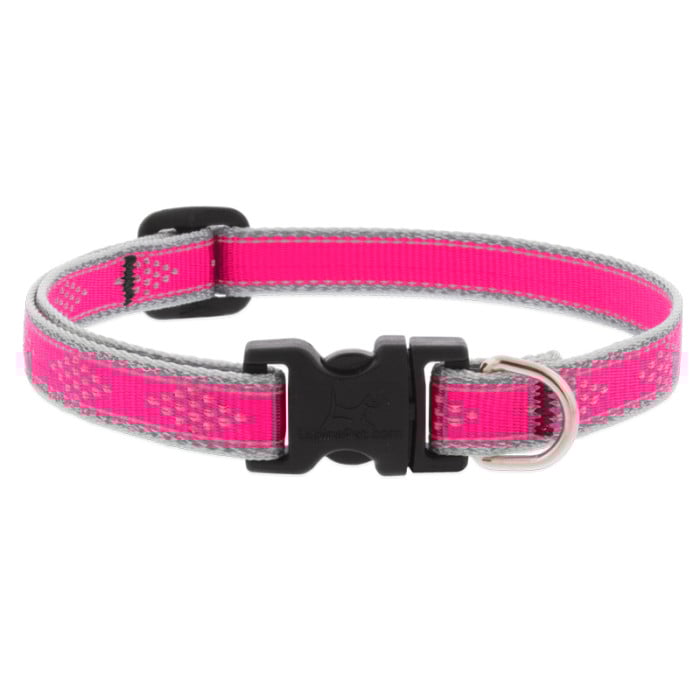 Lupine Pet Dog 1/2 In Wide 10-16 In Adjustable Collar Reflective Highlights Pink Diamond