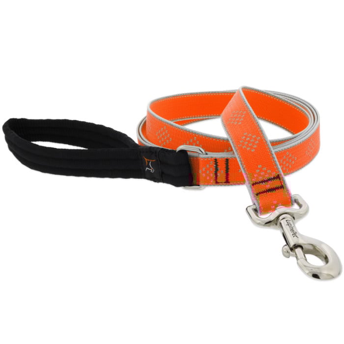 Lupine Pet Dog 6 Ft Long 1 In Leash Reflective Highlights Blaze Orange Diamonds