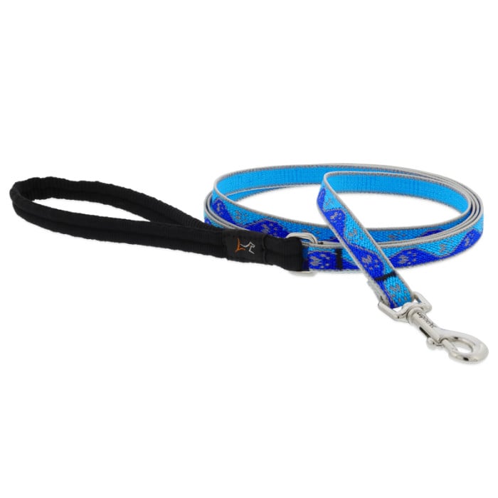 Lupine Pet Dog 6 Ft Long 1/2 In Leash Reflective Highlights Blue Paws