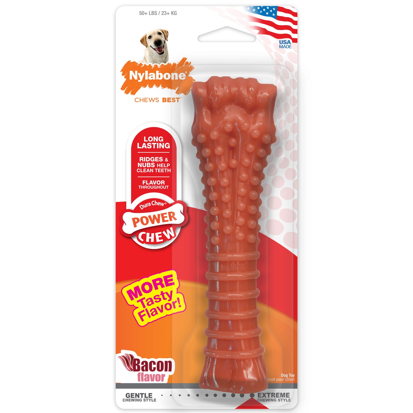 Nylabone Power Chew Dog Toy, Bacon Flavor, X-Large/Souper