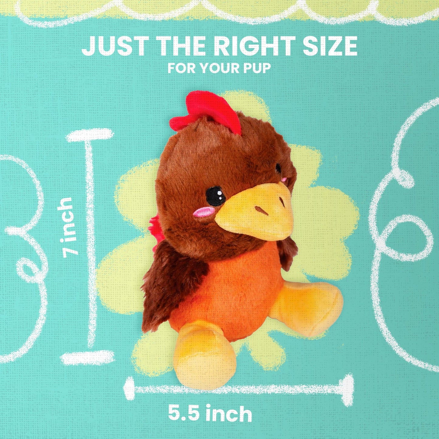 Snugarooz Plush Dog Toy Rusty the Rooster 7in