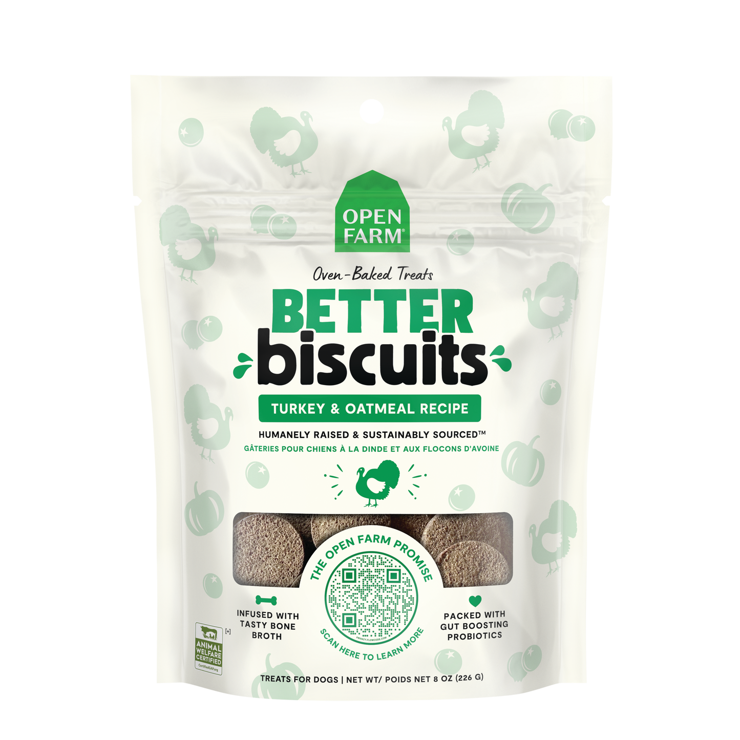 Open Farm Better Biscuits Turkey Recipe Treats 8oz Bag