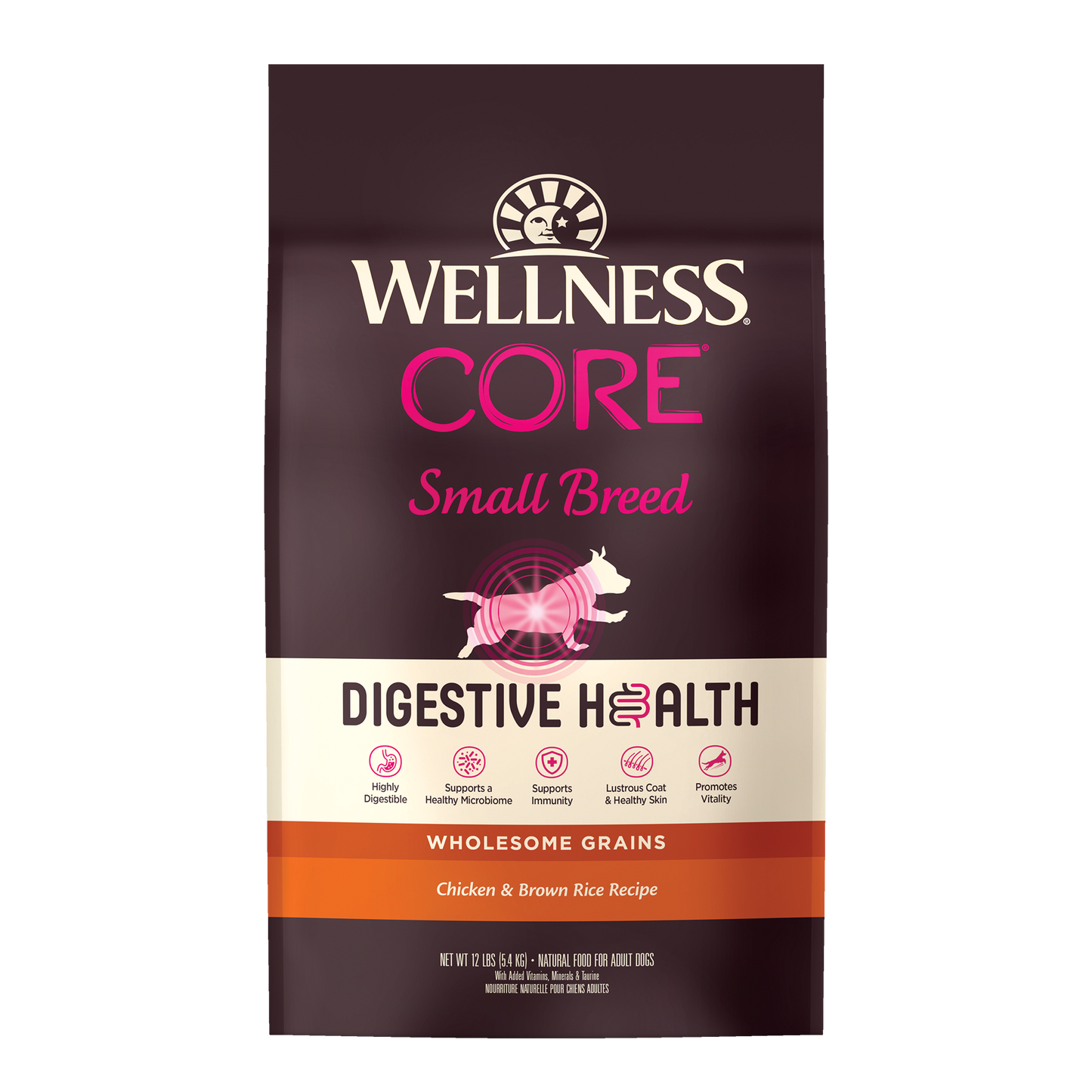 Wellness CORE Digestive Health Small Breed Chicken & Brown Rice Dry Dog Food, 12lb