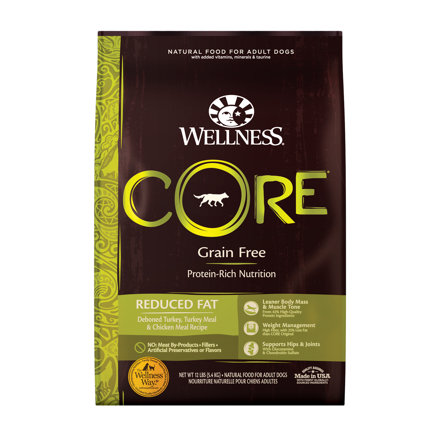 Wellness CORE Natural Grain Free Dry Dog Food Reduced Fat 12lb Bag