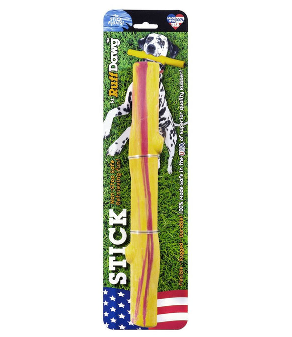 Ruff Dawg Stick Crunch Rubber Indestructible Retrieving Dog Toy Assorted