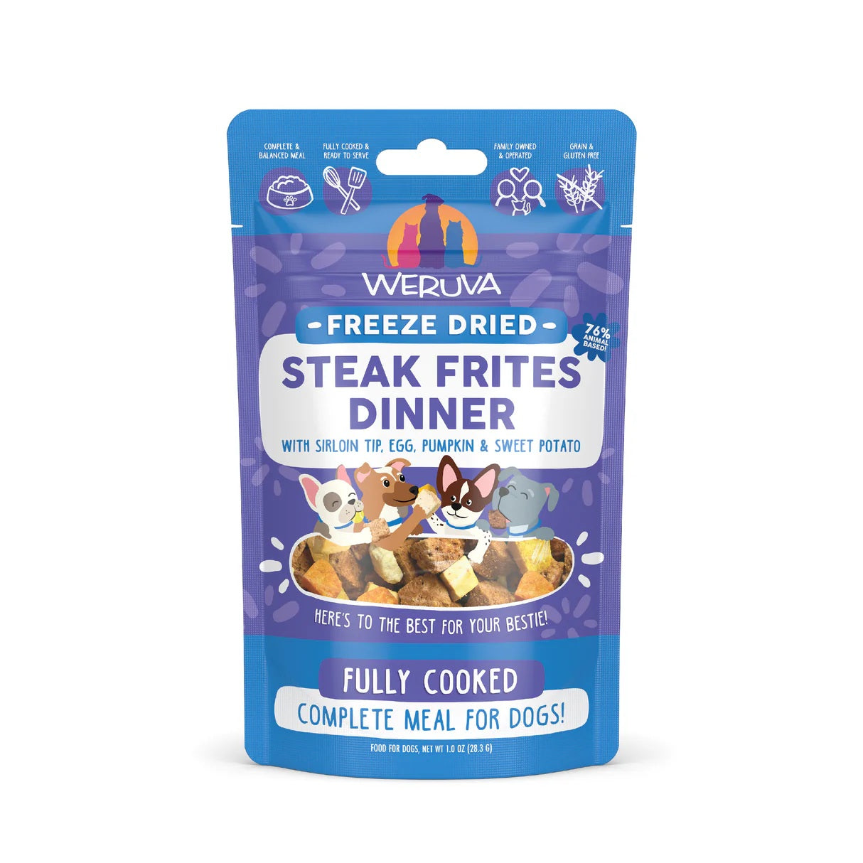 Weruva Fully Cooked Freeze Dried Steak Frites Dinner Dog Food 1oz