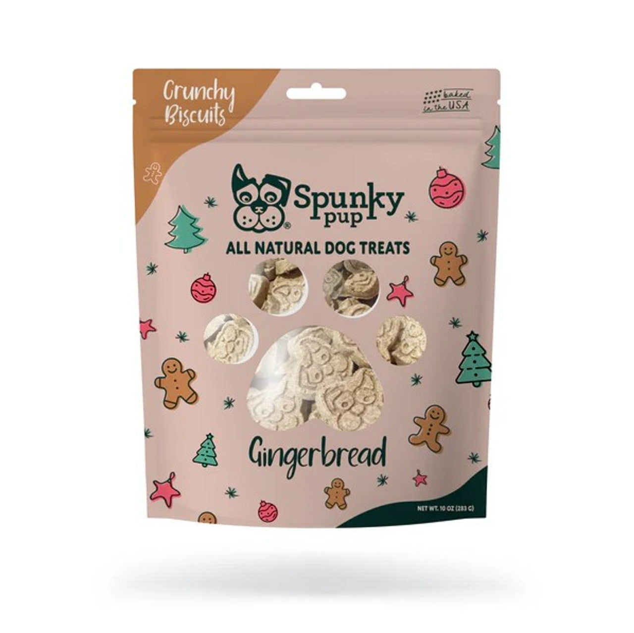 Spunky Pup Holiday Baked Dog Treats Gingerbread 10oz