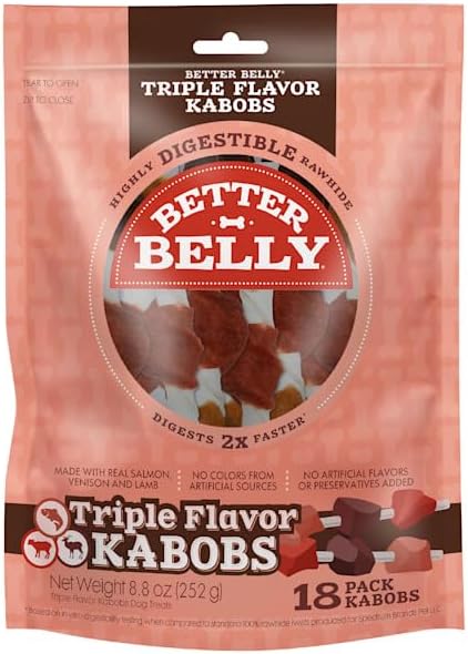 Better Belly Triple Flavor Kabob Chews for Dogs 8.8 oz 18 Pk
