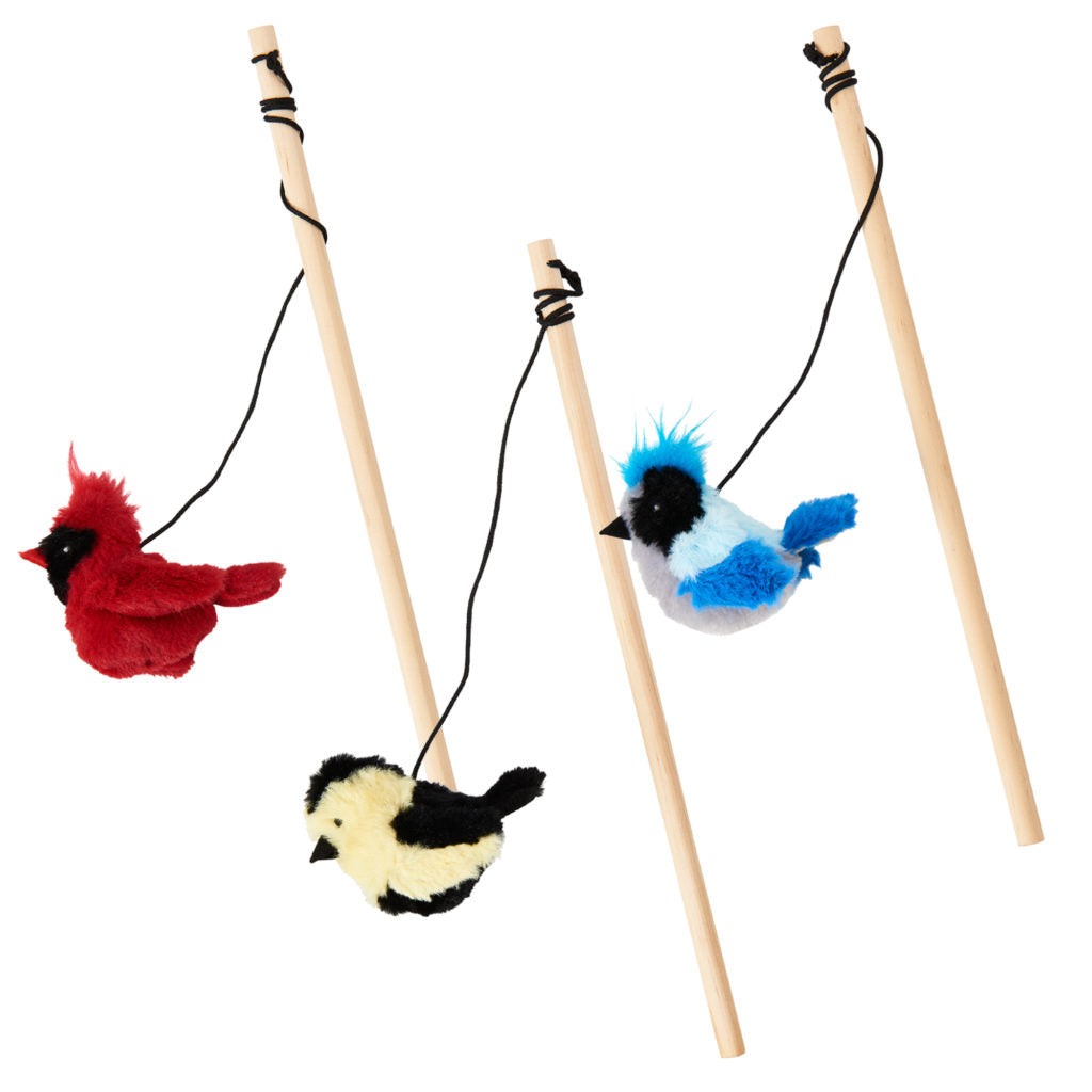 Spot Ethical Pet Cat Toy Songbird Teaser Wand Assorted