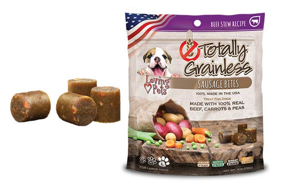 Loving Pets Dog Treat Totally Grainless Beef Stew Sausages 6oz