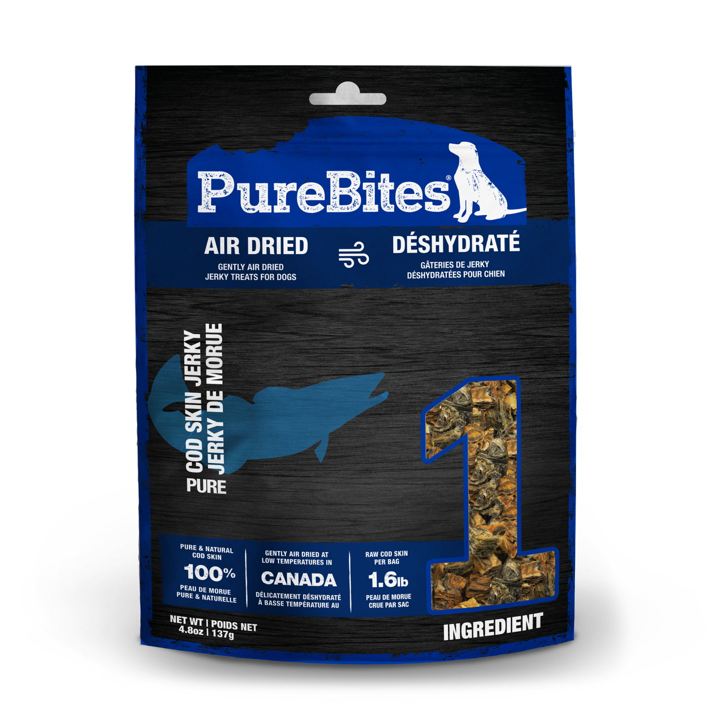 PureBites Air Dried Cod Skin Jerky Dog Treats 5.5oz