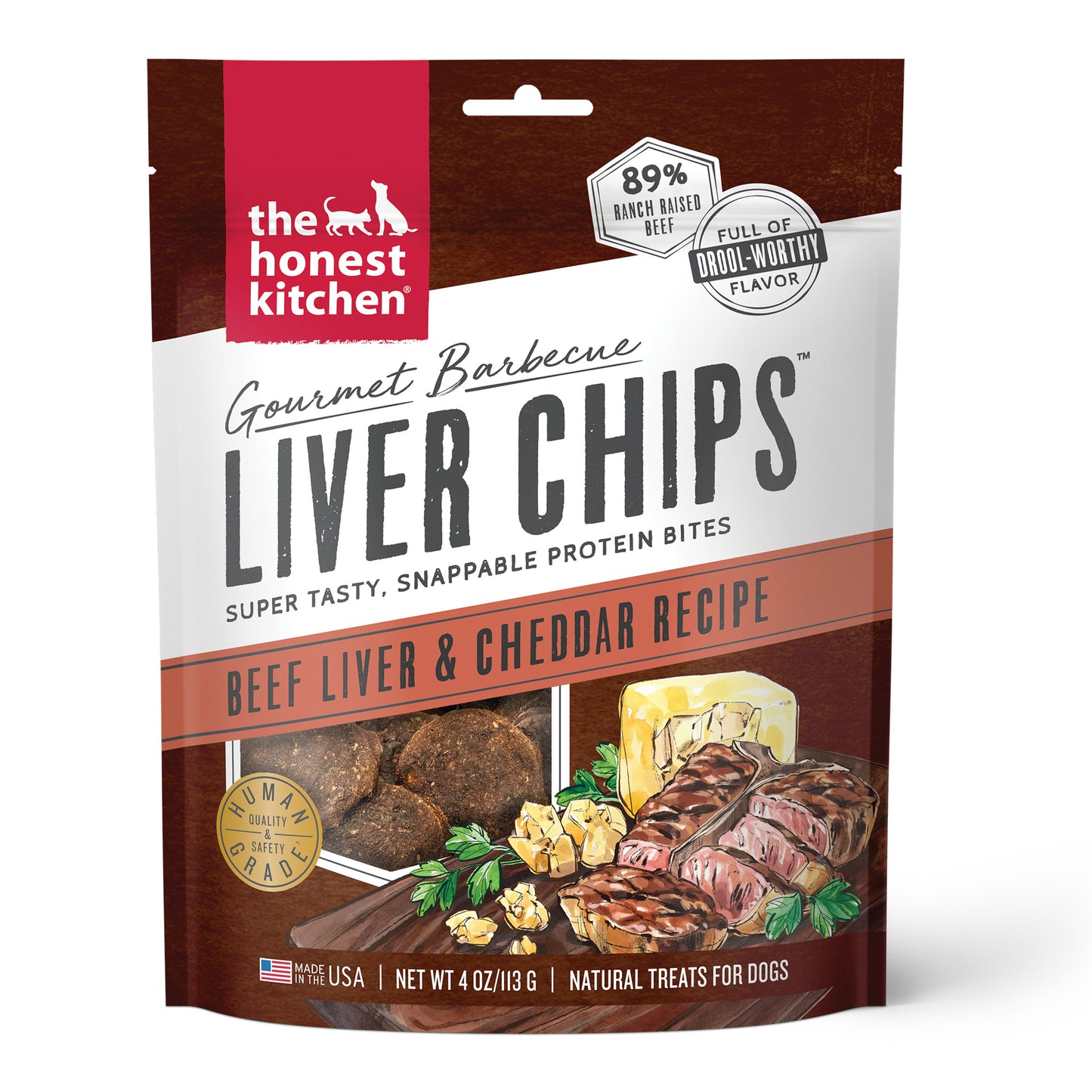 The Honest Kitchen Gourmet Barbecue Liver Chips: Beef Liver & Cheddar Recipe, 4oz