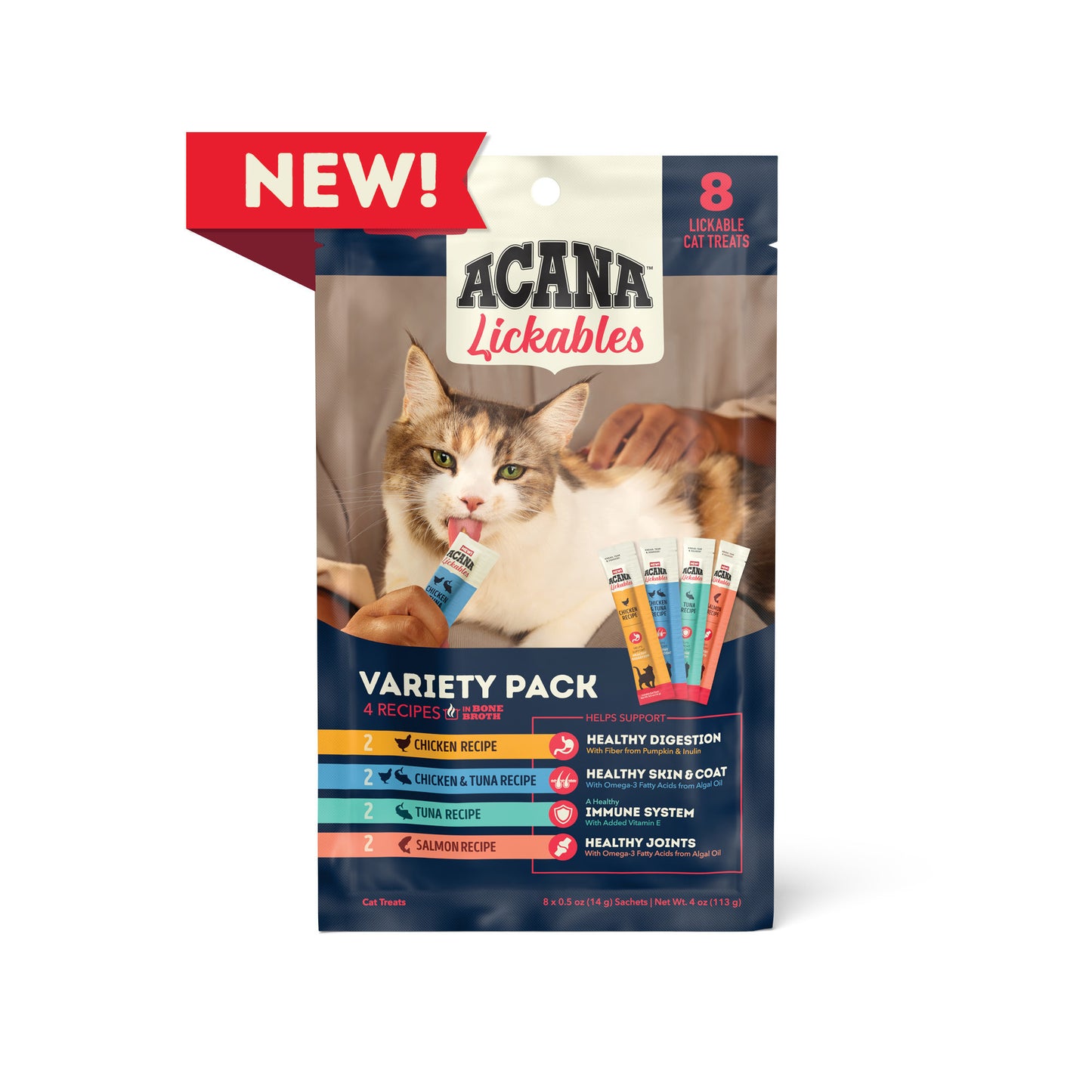 Acana Lickables Cat Treats, Variety 8 Pack
