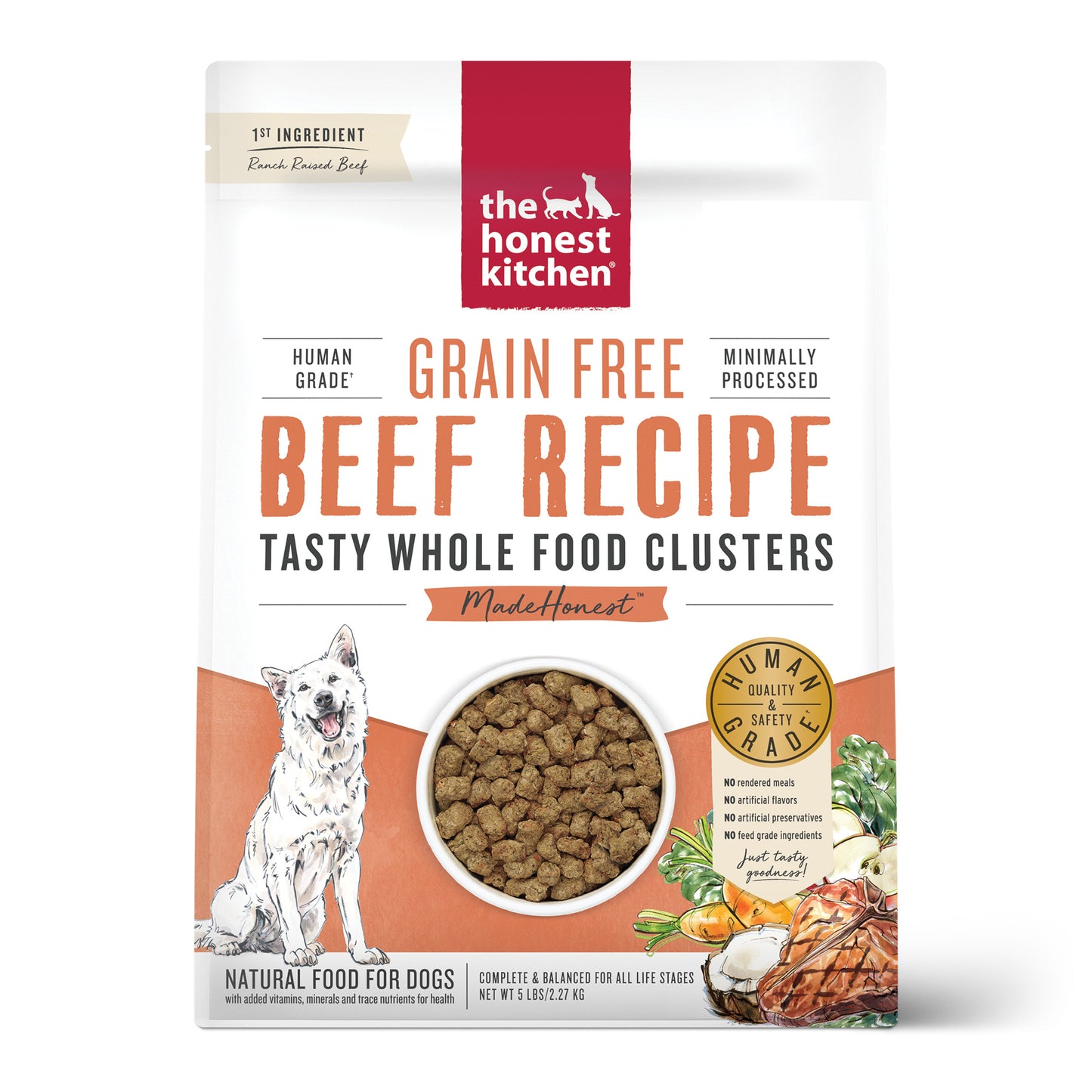 The Honest Kitchen Whole Food Clusters Grain Free Beef Dry Dog Food 5lb