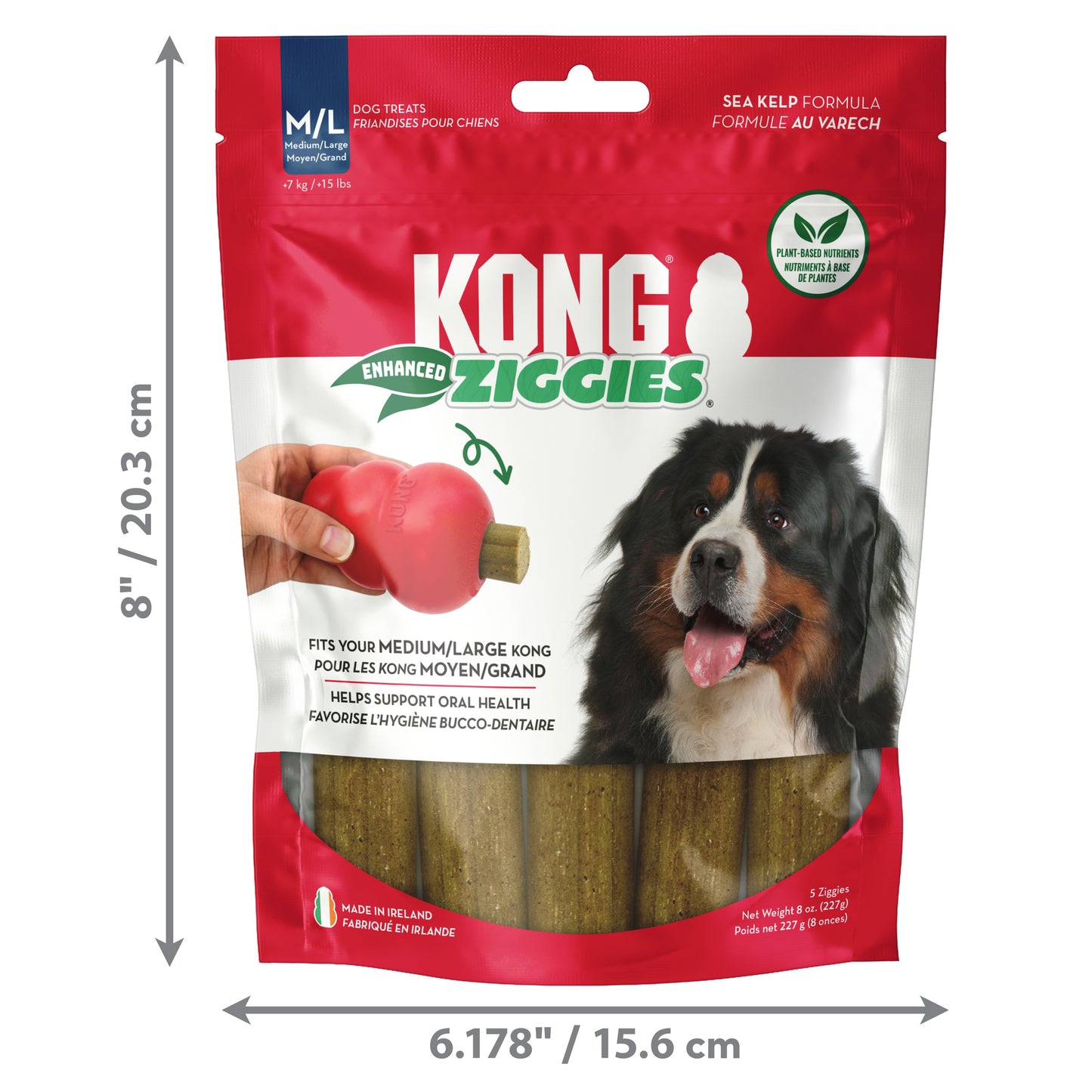 Kong Dog Treat Ziggies 2.0 Adult Enhanced Large 8oz