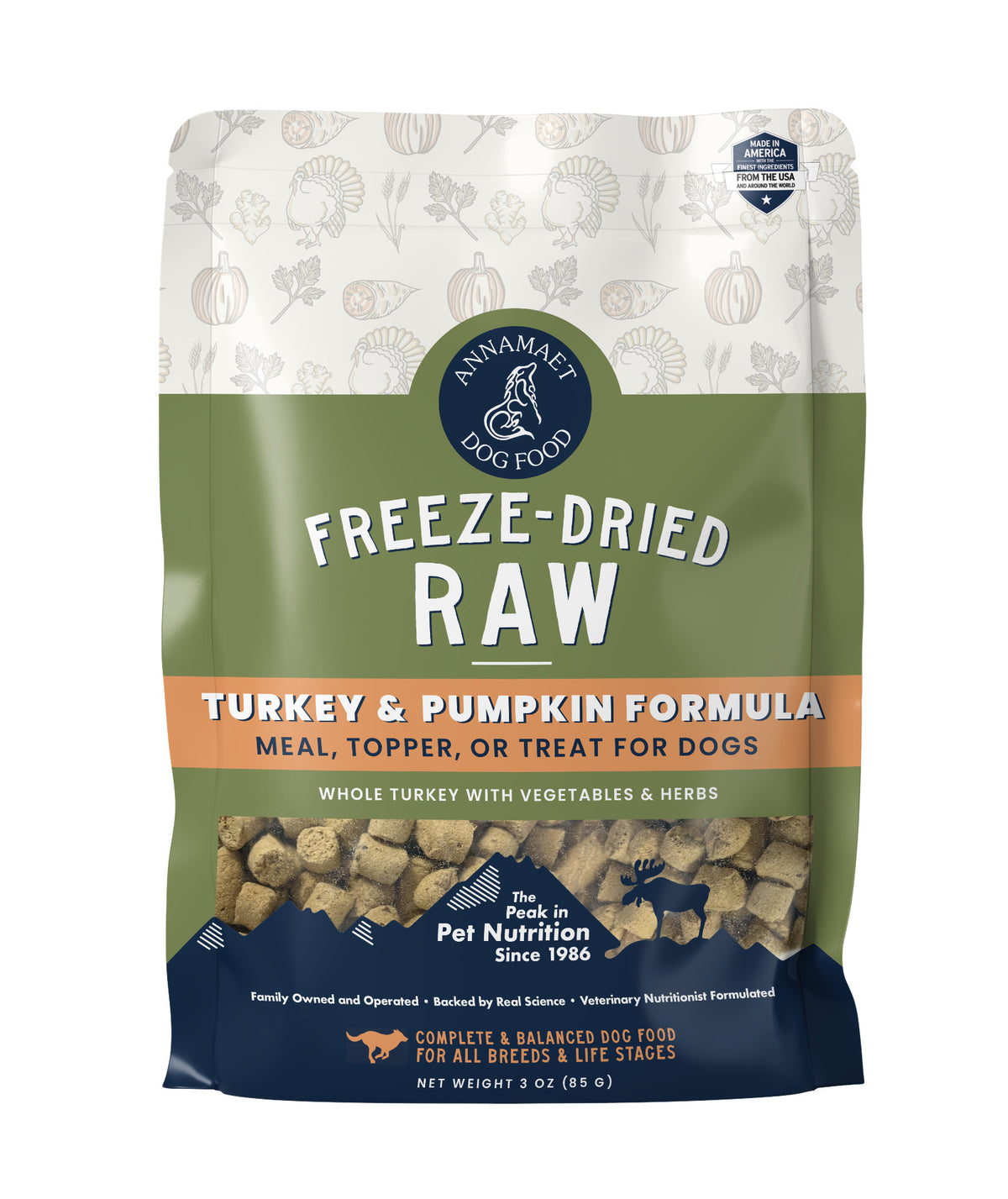 Annameat Freeze Dried Dog Food Turkey Pumpkin 3 oz