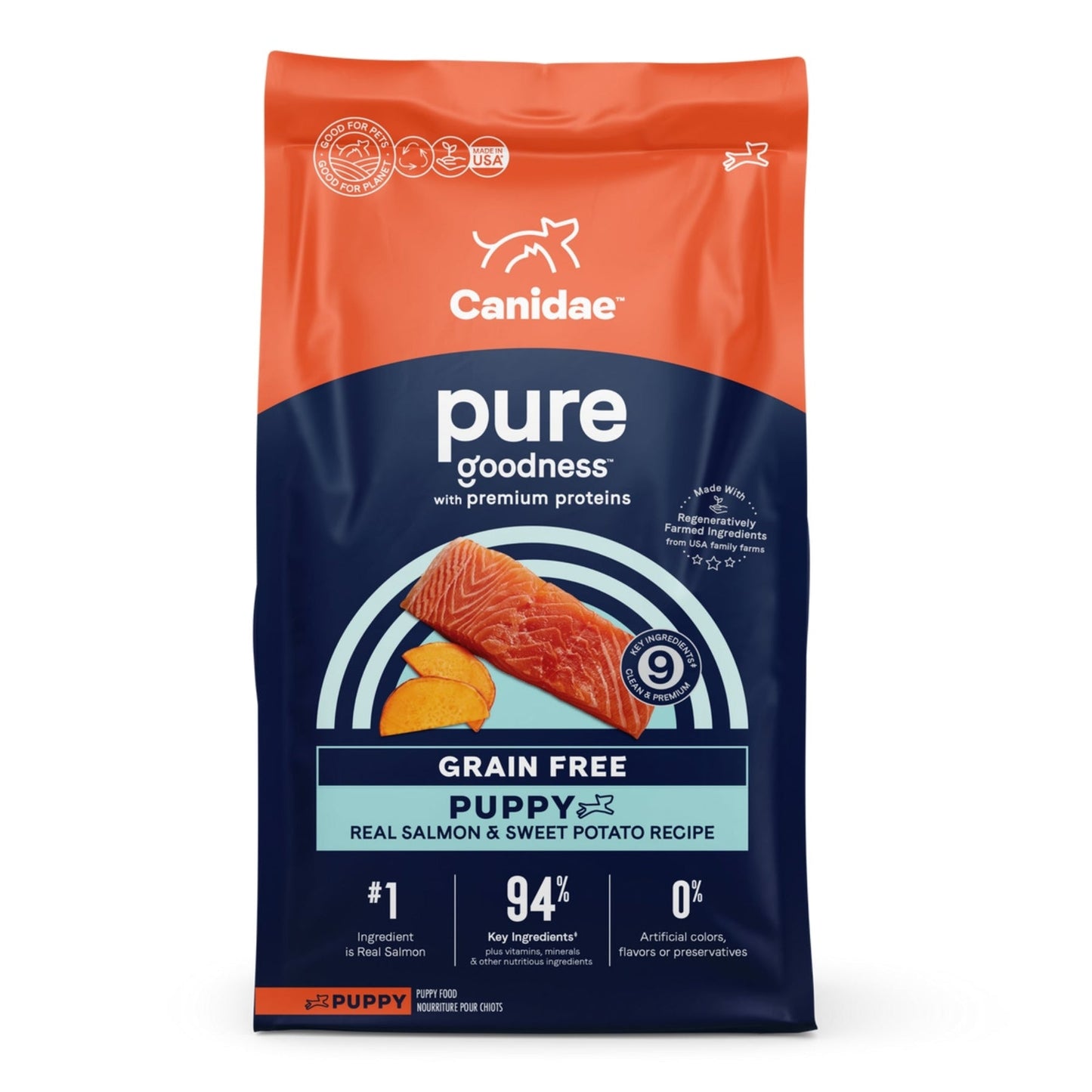 CANIDAE PURE Goodness Grain-Free LID Dry Puppy Food Real Salmon & Sweet Potato 4lb