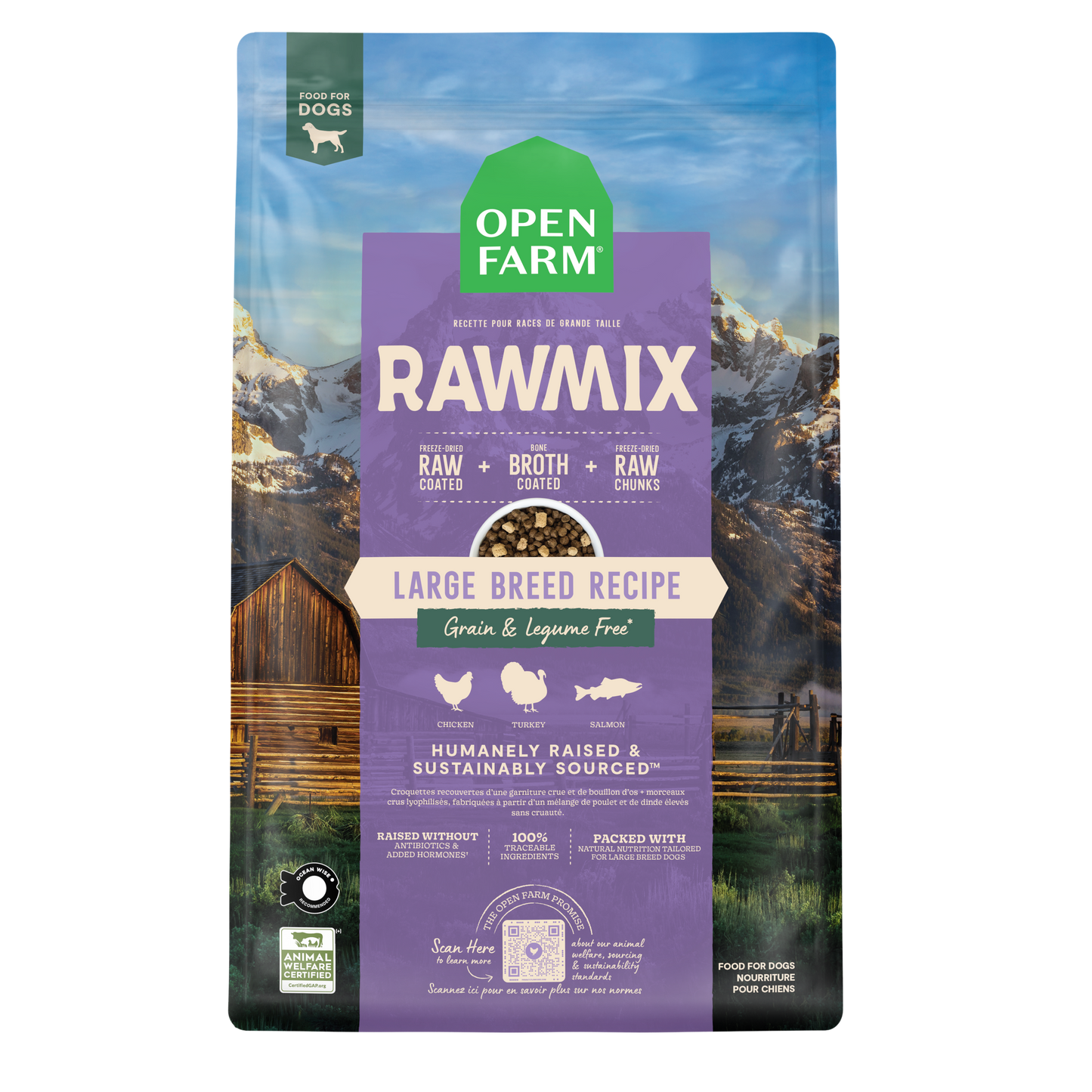 Open Farm Rawmix Large Breed Grain Free Kibble For Dogs 20lb Bag