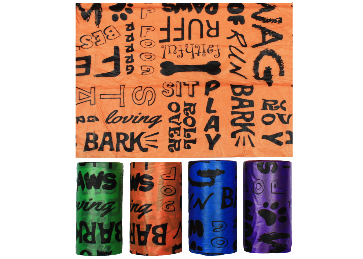 Multipet Waste Bags 15ct 2pk Words Print Assorted Colors