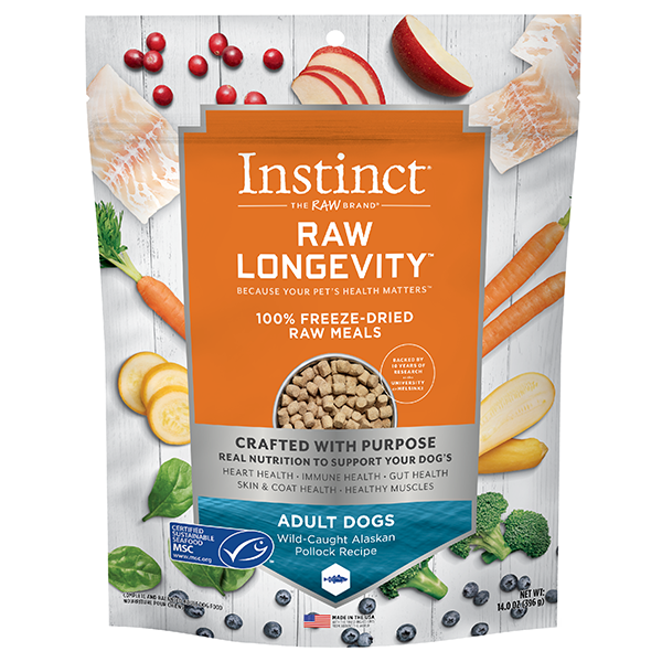 Instinct® Raw Longevity™ 100% Freeze-Dried Raw Meals Wild-Caught Alaskan Pollock Recipe for Dogs 14oz Bag