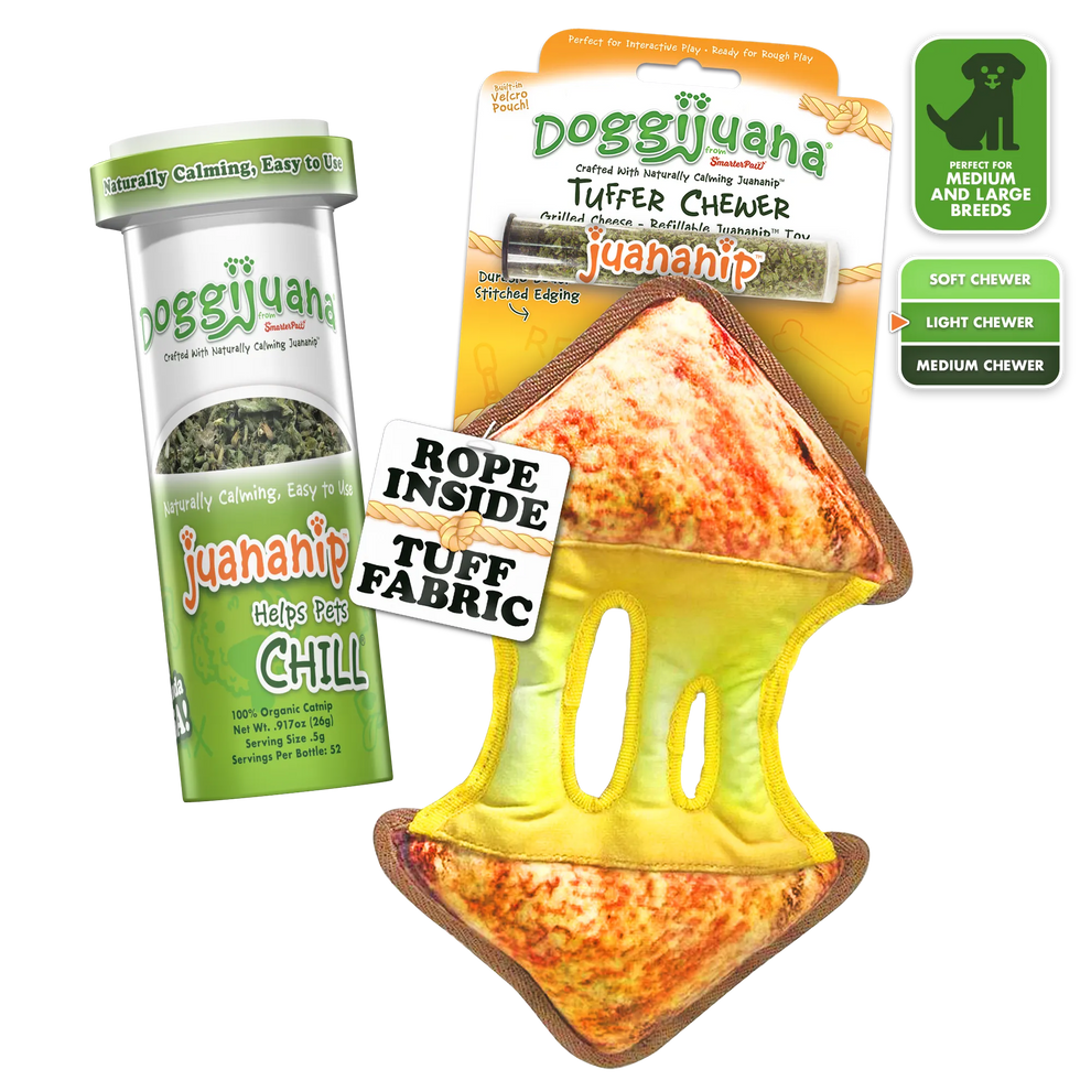 Doggijuana Plush Dog Toy Tuffer Chewer Grilled Cheese