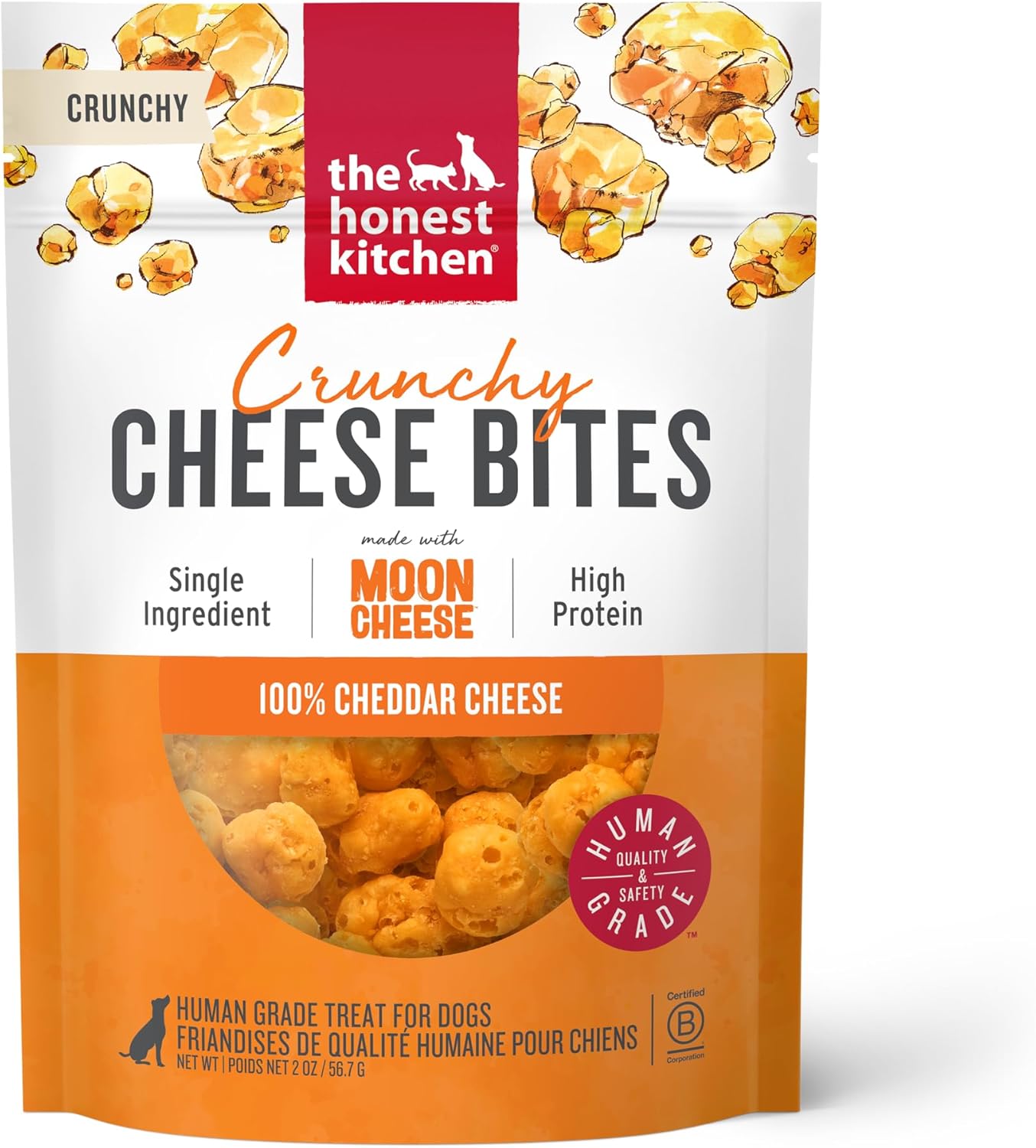 The Honest Kitchen Cheese Bites Cheddar Recipe Dog Treats, 2oz