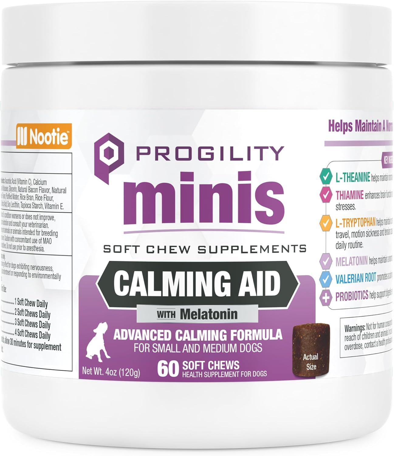 Nootie Progility Mini Calming Aid Chews for Dogs 60ct