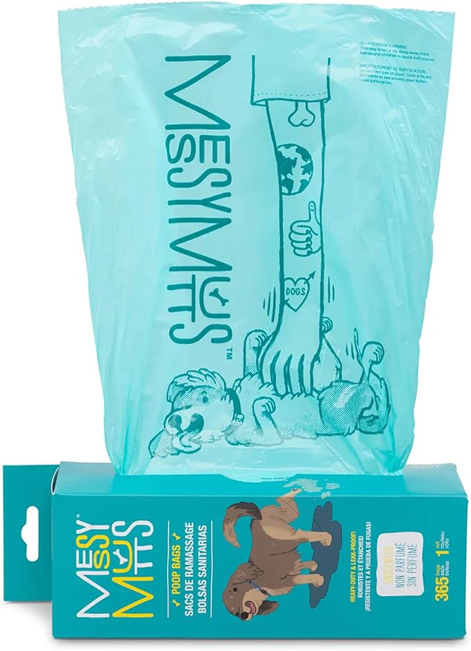 Messy Mutts Pet Waste Bags Dog Poop Bags Bulk Roll 365ct