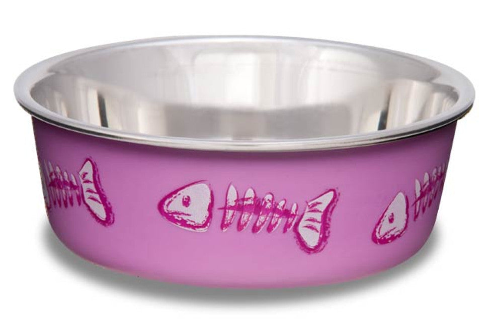 Loving Pets Bella Bowl Fish Skeleton Design - Pink eXtra Small