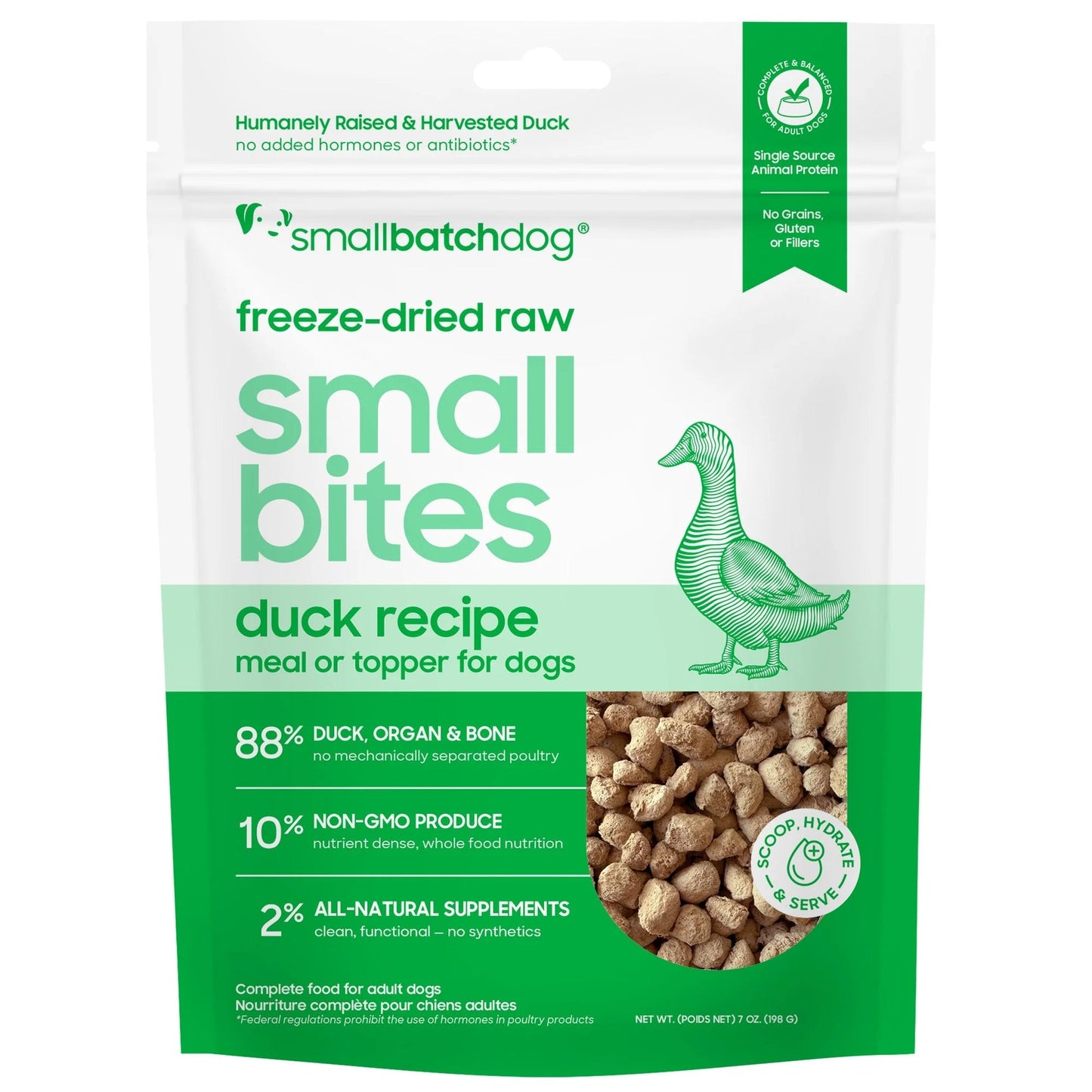 Smallbatch Freeze Dried Small Bites for Dogs 7oz Duck Recipe