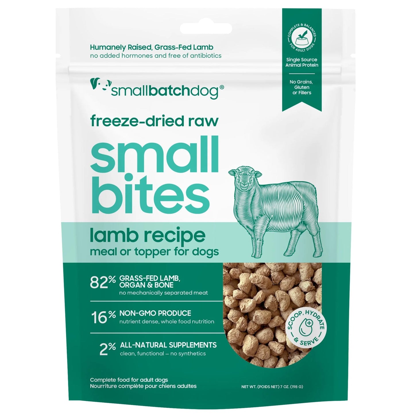 Smallbatch Freeze Dried Small Bites for Dogs 7oz Lamb Recipe
