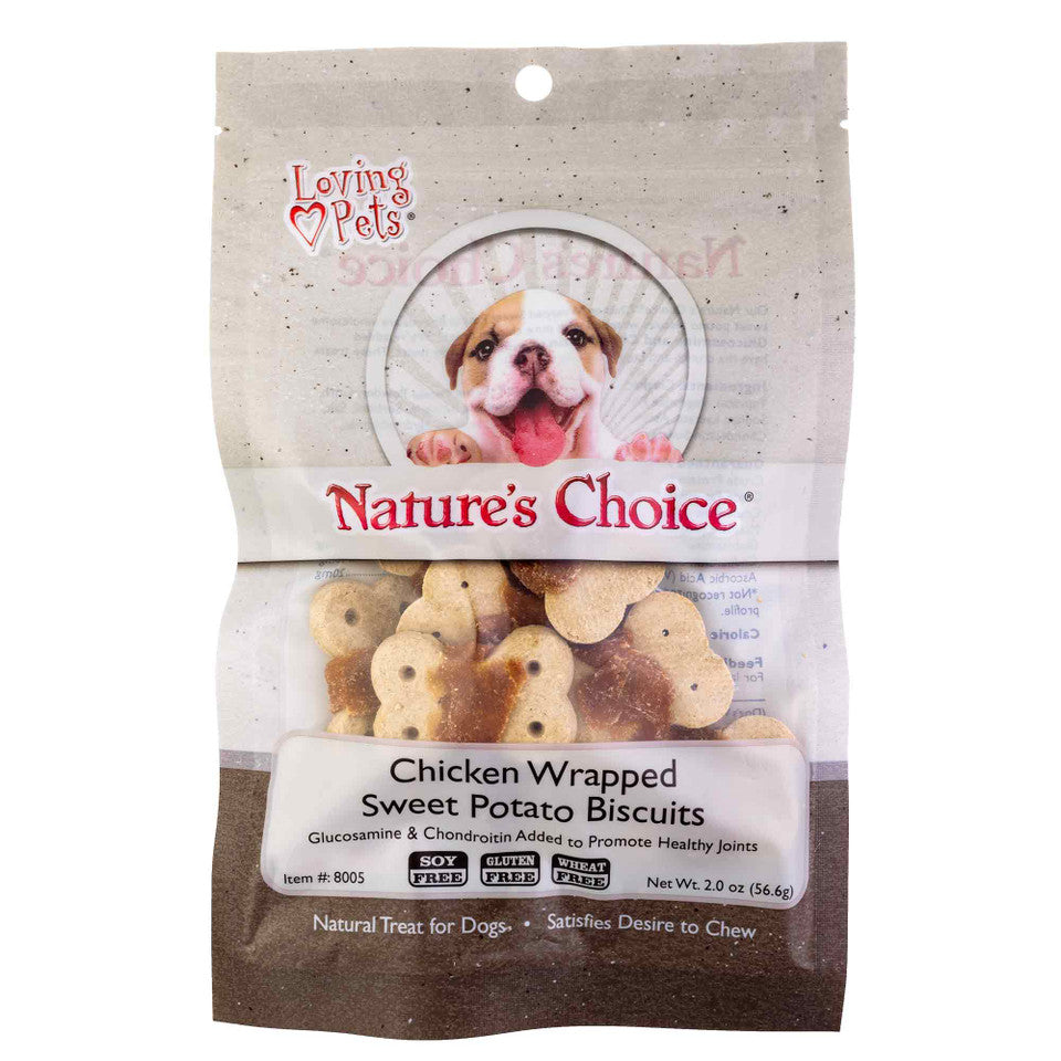 Loving Pets Nature's Choice Chicken Wrapped Sweet Potato Biscuit Treat for Dogs 2oz
