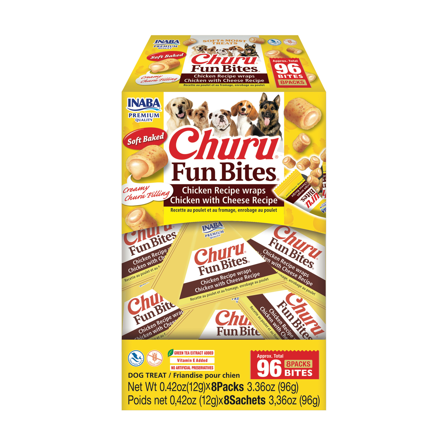 INABA Churu Fun Bites for Dogs 8pk Chicken with Cheese Recipe