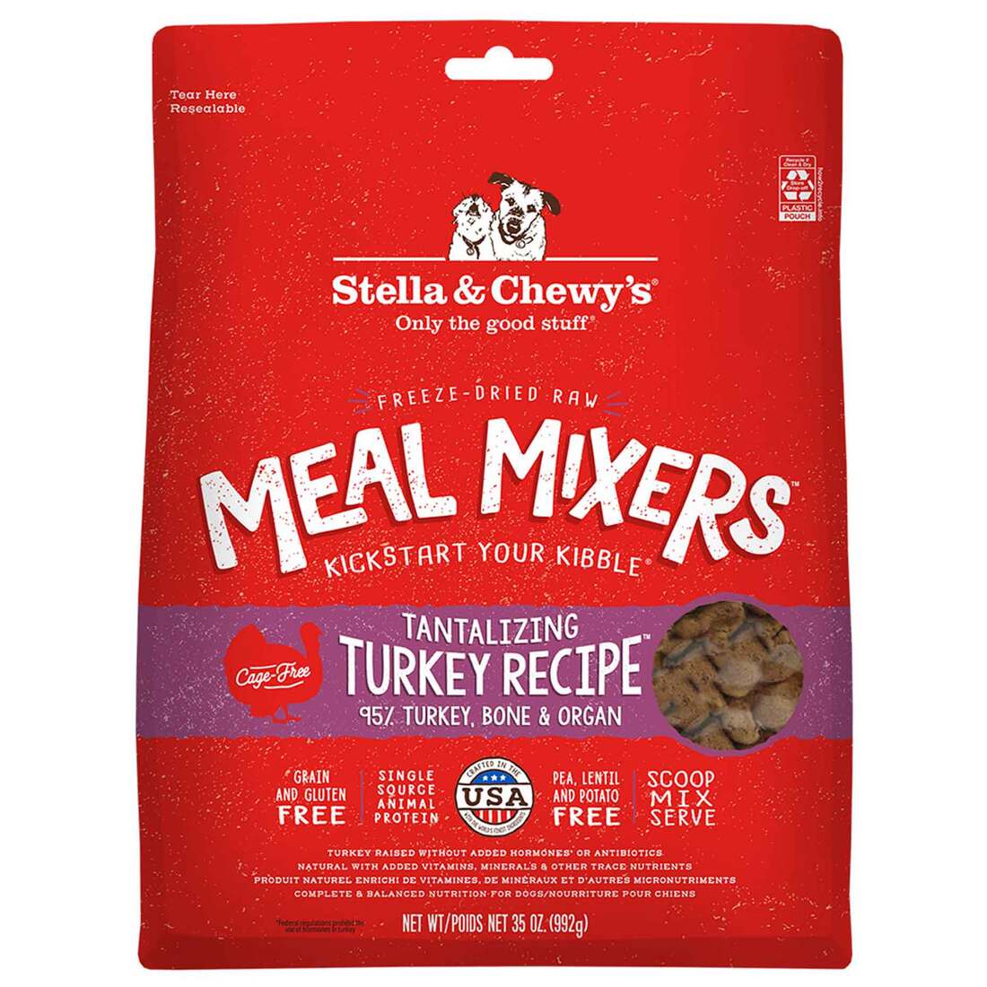 Stella & Chewy's Freeze Dried Dog Food Meal Mixer, Turkey, 35oz