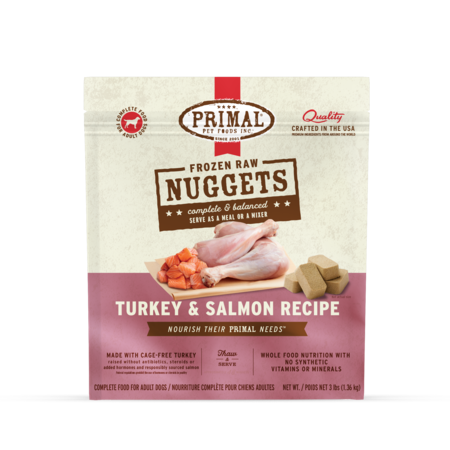 Primal Dog Raw Frozen Turkey & Salmon Nuggets 3 lb