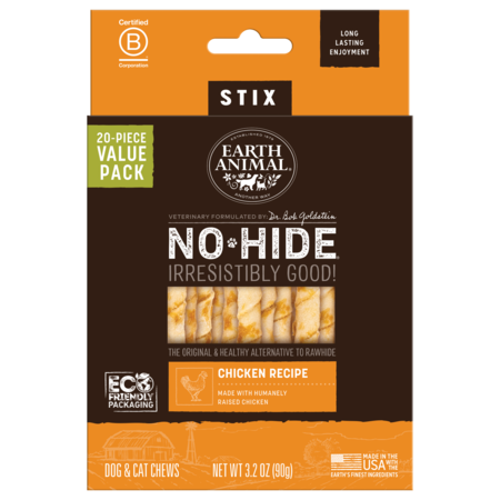 Earth Animal Dog Treat No Hide Stix Value Box Chicken 20 Pk