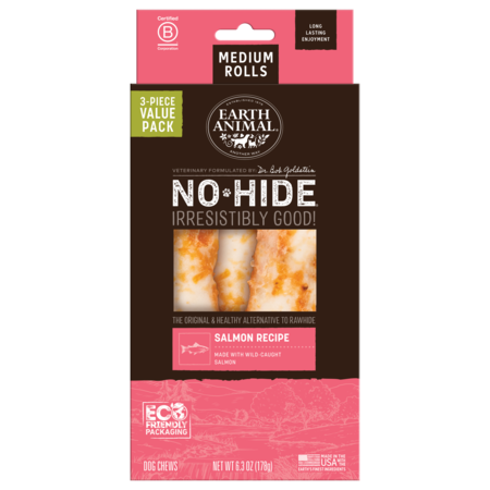 Earth Animal Dog Treat No Hide Rolls Value Box Medium Salmon 3 Pk