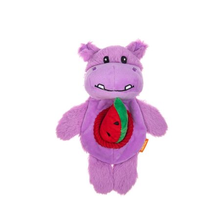 Growl Dog Plush Dog Toy Snackerz Hippo Purple 9.7 in