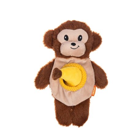Growl Dog Plush Dog Toy Snackerz Monkey Brown 9.7 in