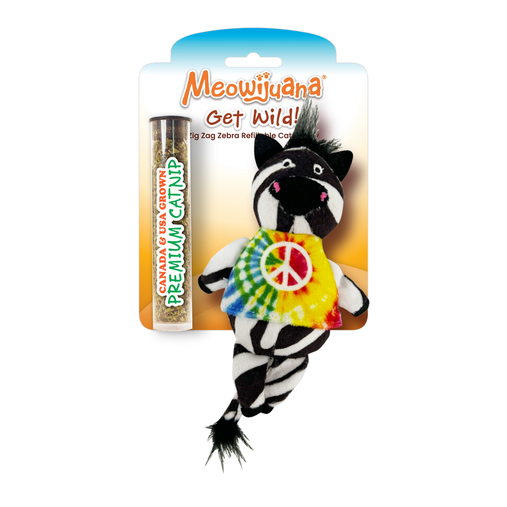 Meowijuana Get Wild Zig Zag Zebra Refillable Catnip Cat Toy