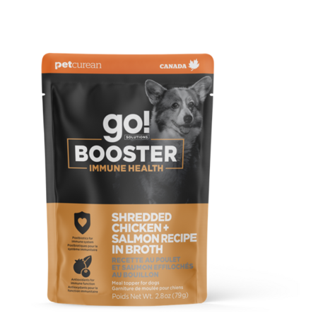 Petcurean Go! Booster Immune Health Shredded Chicken And Salmon In Broth For Dog 2.8 oz