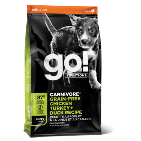 Petcurean Go! Carnivore Grain Free Chicken, Turkey Duck Recipe For Puppy 3.5 lb