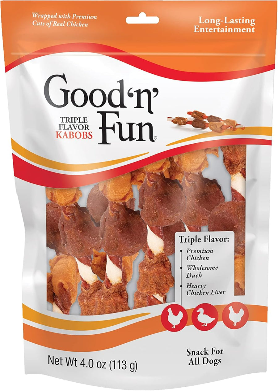 Good 'n' Fun Triple Flavored Rawhide Kabobs for Dogs 24oz